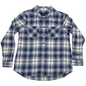 Pendleton Blue Plaid Button Up Cotton Long Sleeve Casual Shirt Womens Medium